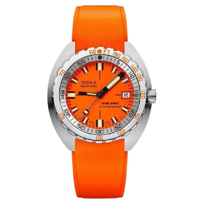 Doxa Sub 300T Professional 42mm Orange Dial and Rubber Strap Watch 840.10.351.21 For Sale