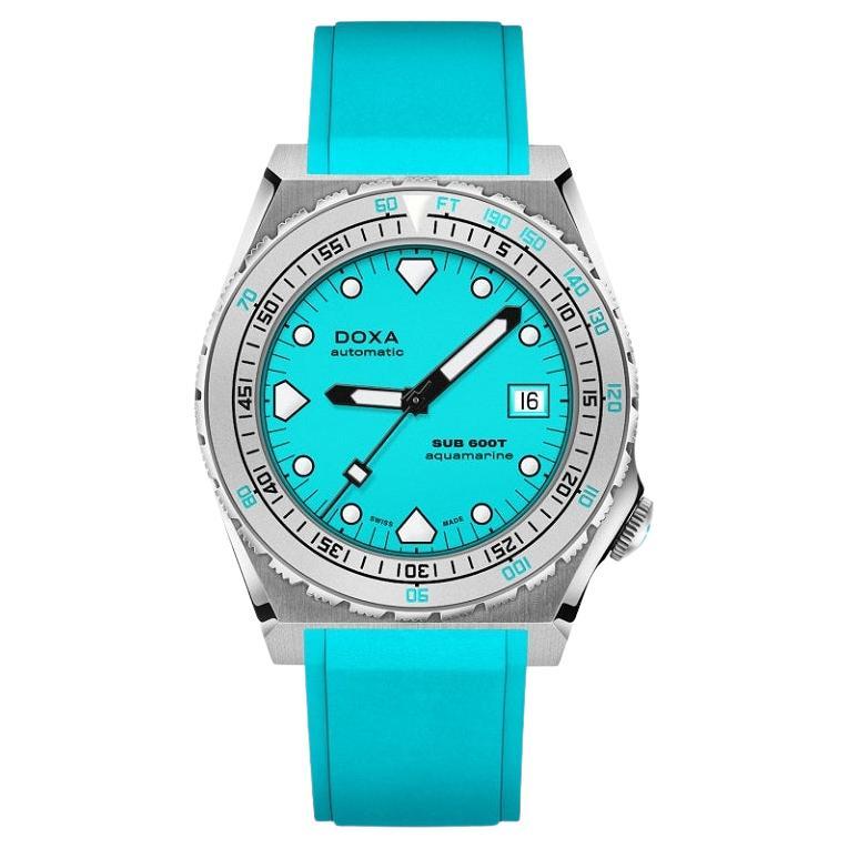 Doxa Sub 600T Aquamarine Turquoise and Rubber Strap Men's Watch 862.10.241.25 For Sale