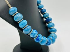 Doyle Lane (1925-2002) Multi Bead Necklace Blue Ceramic Beads. Original Ceramic