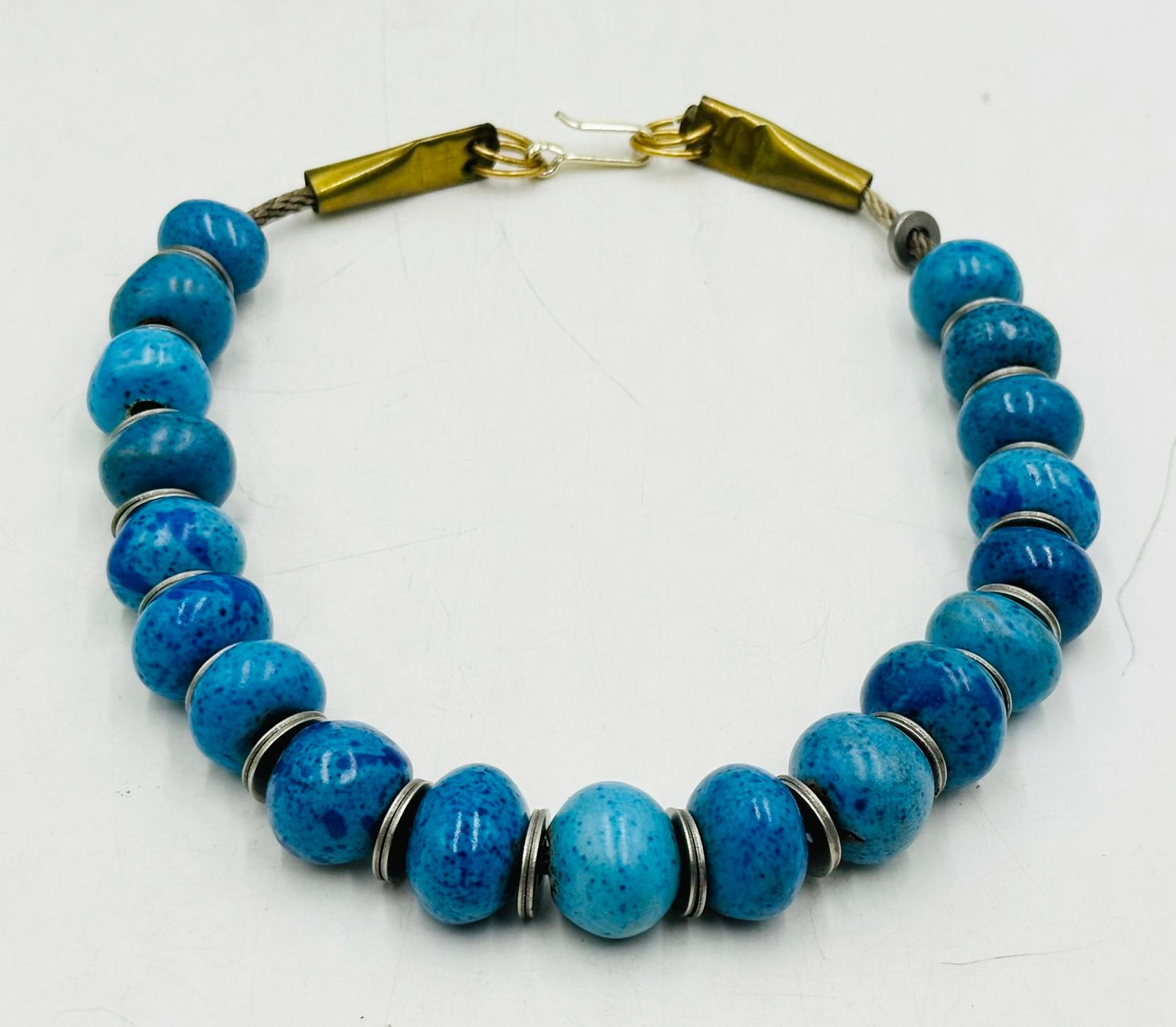 Doyle Lane (1925-2002) Multiperlenkette Blaue Keramikperlen. Original-Keramik im Angebot 13