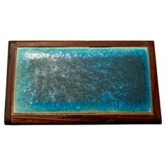 Doyle Lane Blue Craquelure Tile Set in Hand Made Rosewood Box 