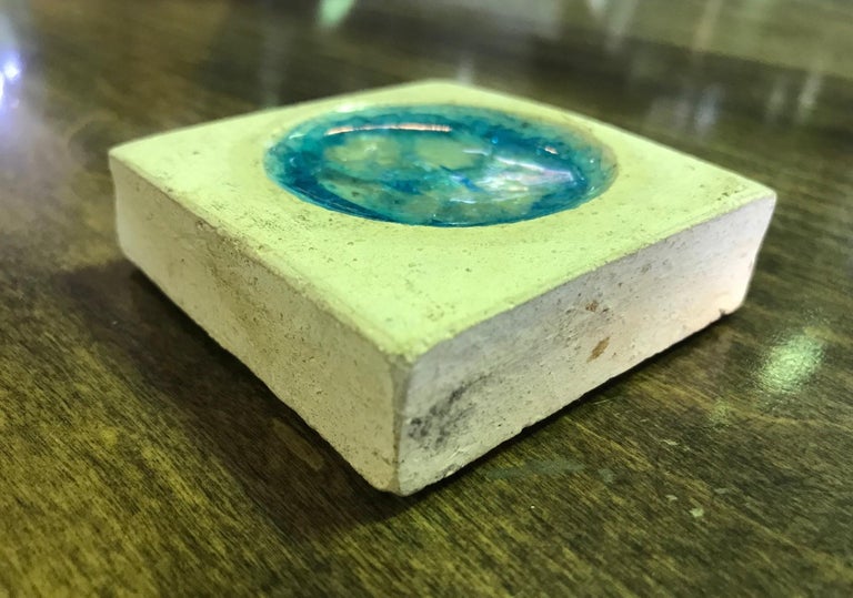 Doyle Lane MidCentury Modern Rare Colored Glass Ceramic Pottery Square Form For Sale at 1stDibs
