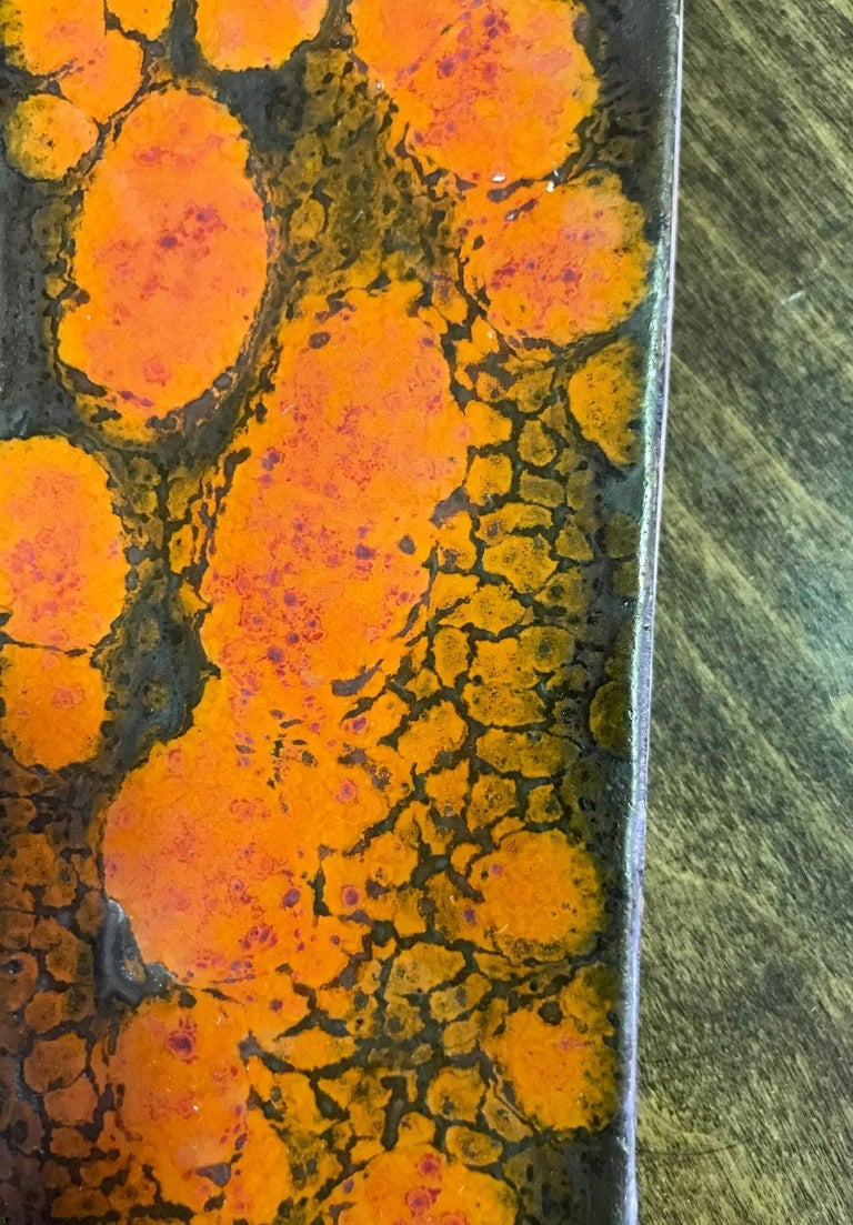 Doyle Lane MidCentury Modern Sunburst Orange Black Glaze Ceramic