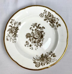 Dozent antike Porzellan-Dessertteller Grisaille & Gold England um 1835