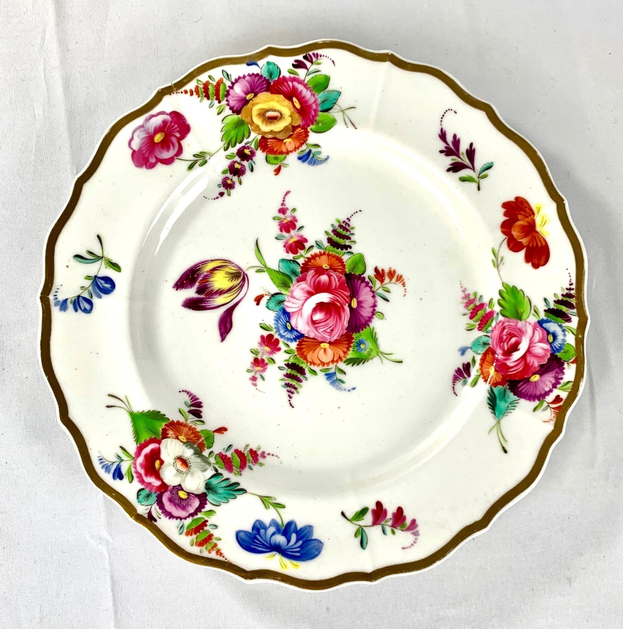 Dozzina  Antichi piatti di porcellana da pranzo o da dessert dipinti a mano in Inghilterra C.C. in vendita 4