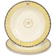 Dozen Antique Wedgwood Creamware Soup Bowls with Monogram and Crest