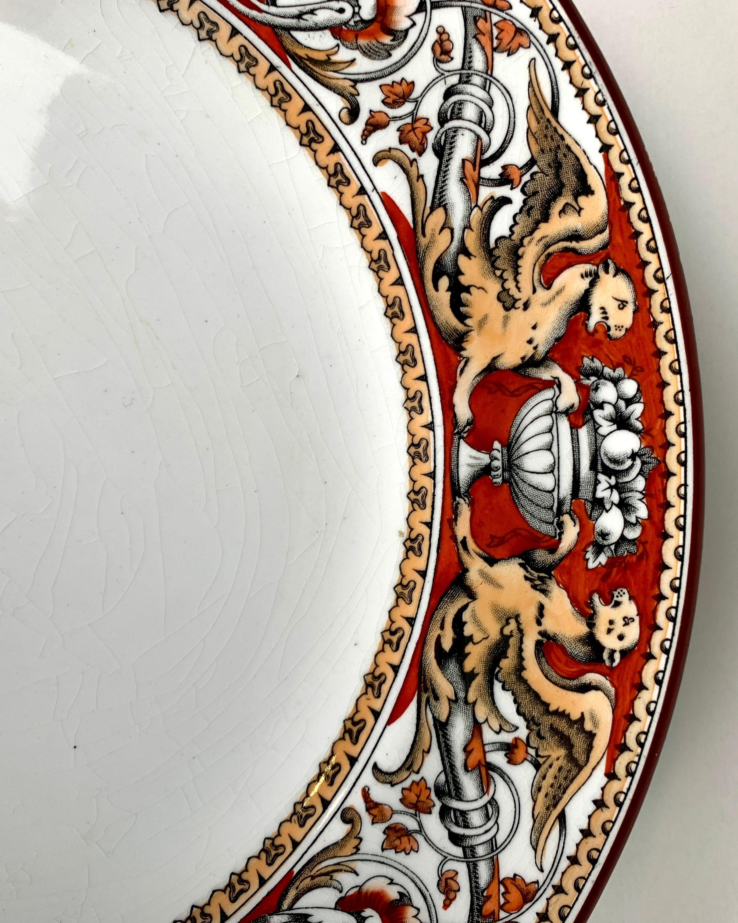 English Dozen Neoclassical Ironstone Dinner Plates Made by Minton circa 1860 For Sale