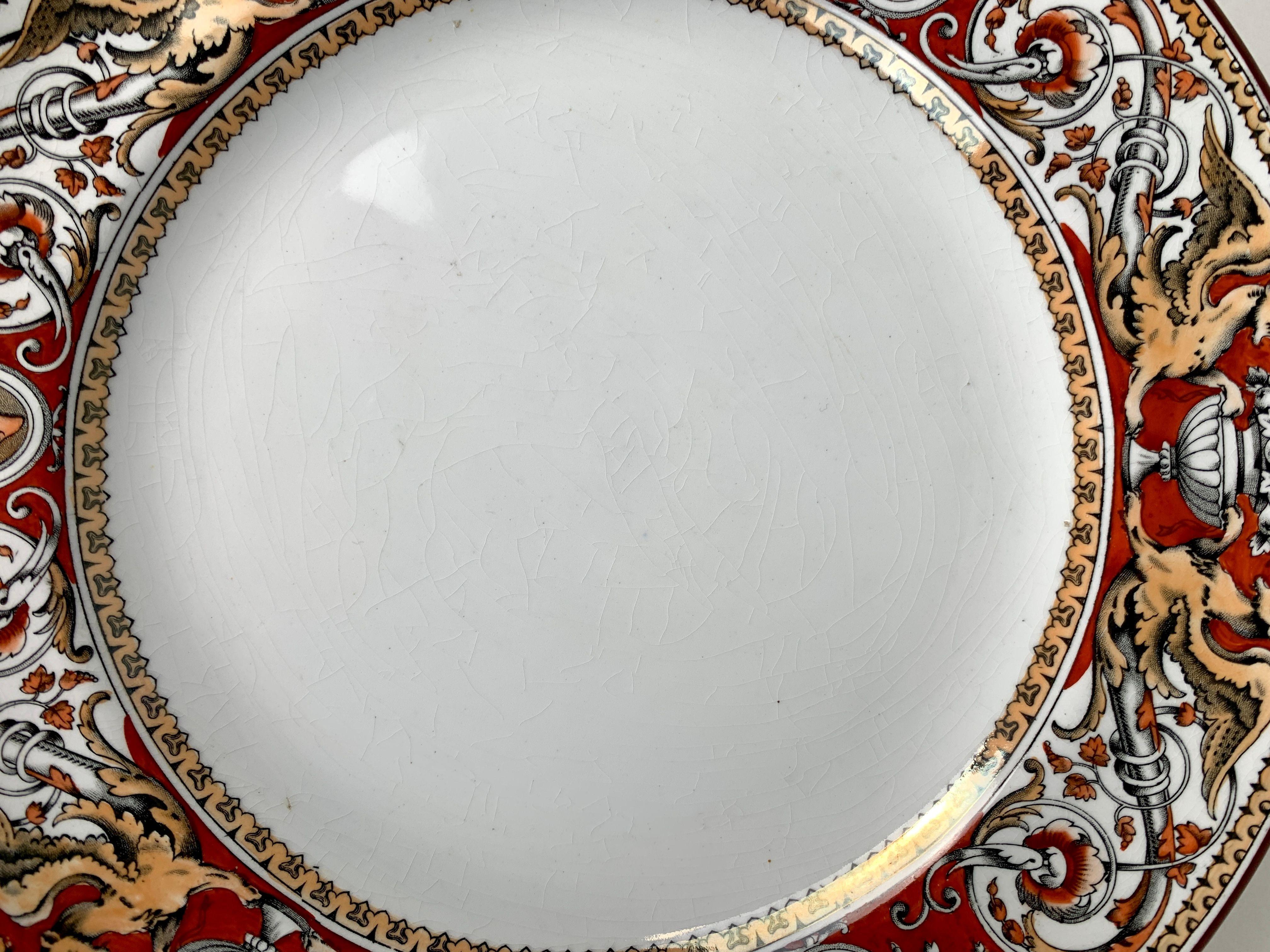 Dozen Neoclassical Ironstone Dinner Plates Made by Minton circa 1860 For Sale 1