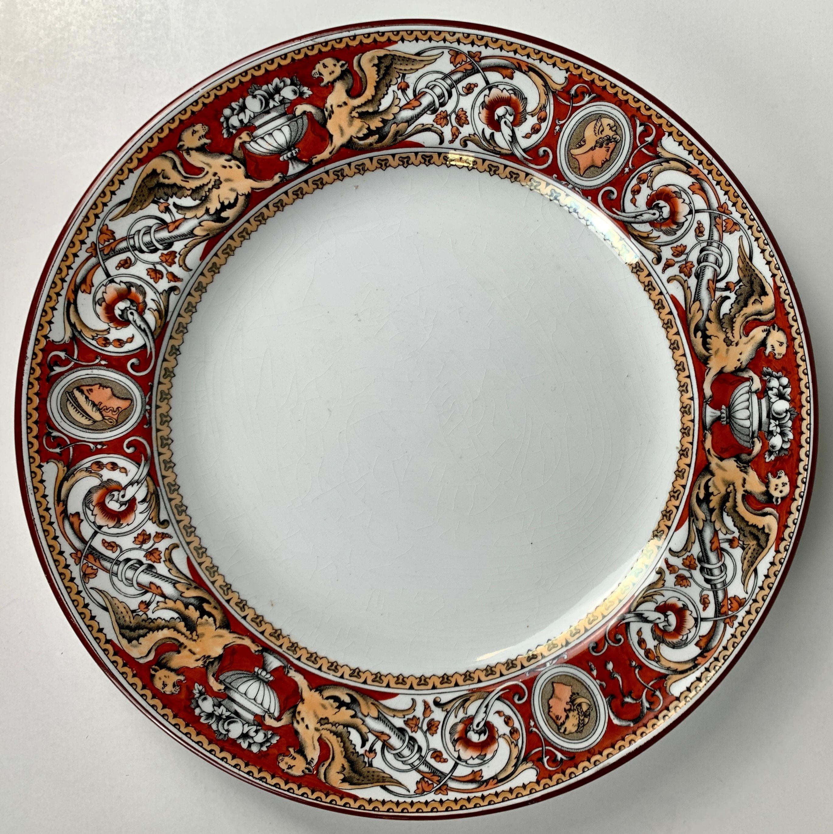 Dozen Neoclassical Ironstone Dinner Plates Made by Minton circa 1860 For Sale 2