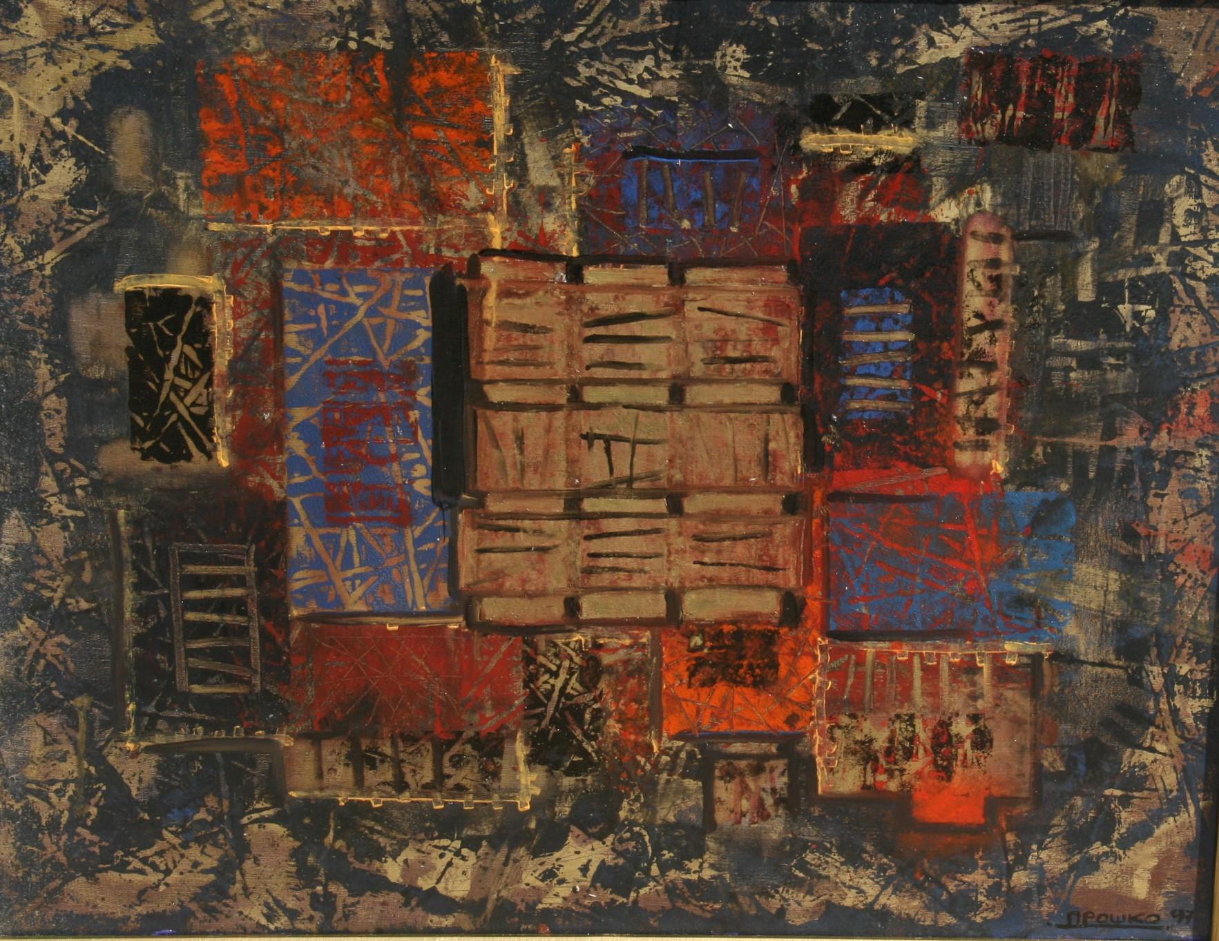 Abstract Painting di Dpowko - Pittura ad olio espressionista astratta moderna di grandi dimensioni