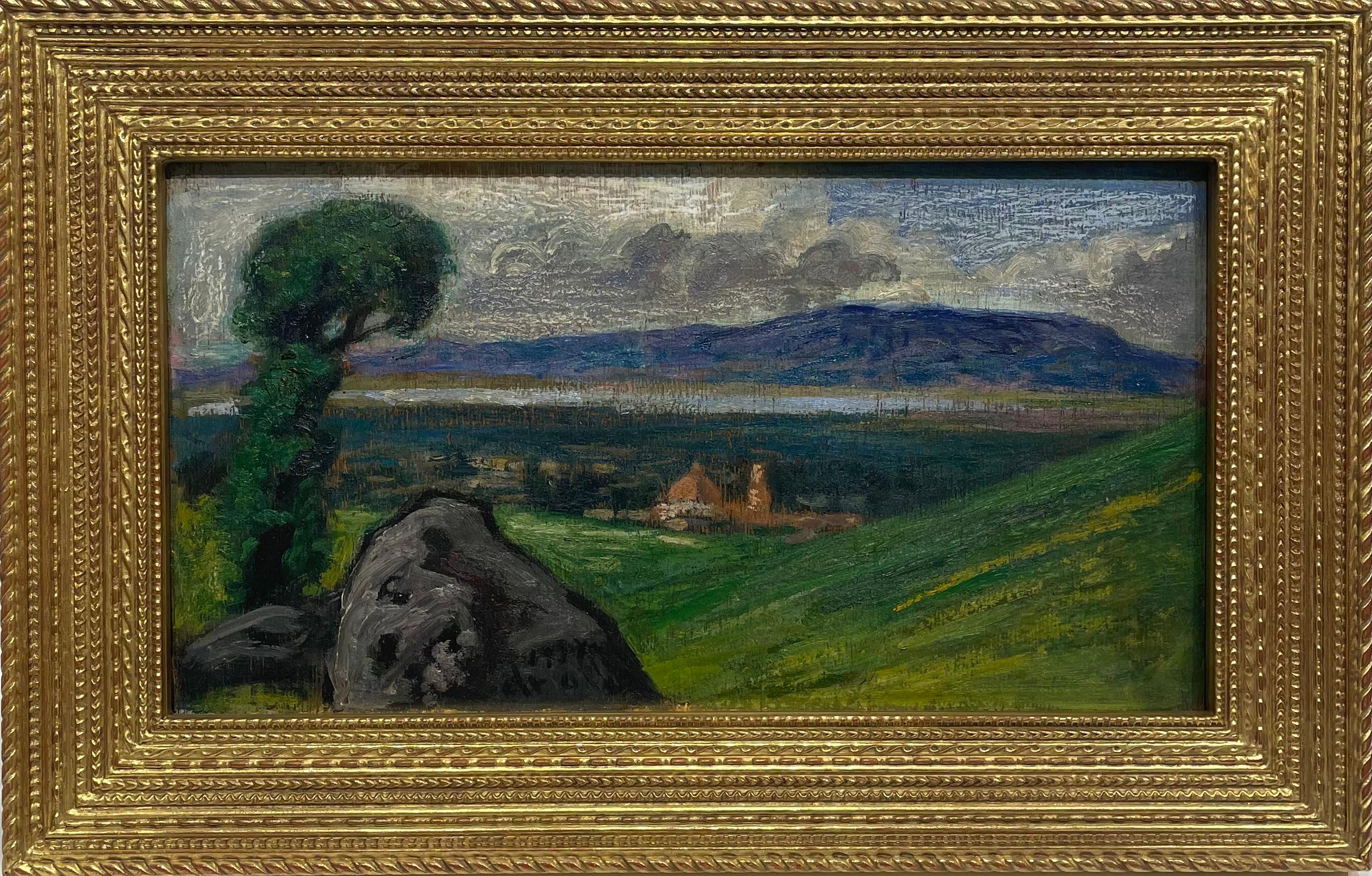 Región Lacustre de Michoacán México, Lago de Pátzcuaro 1938 Paisaje Mexicano al óleo - Painting de Dr. Atl (Gerardo Murillo)