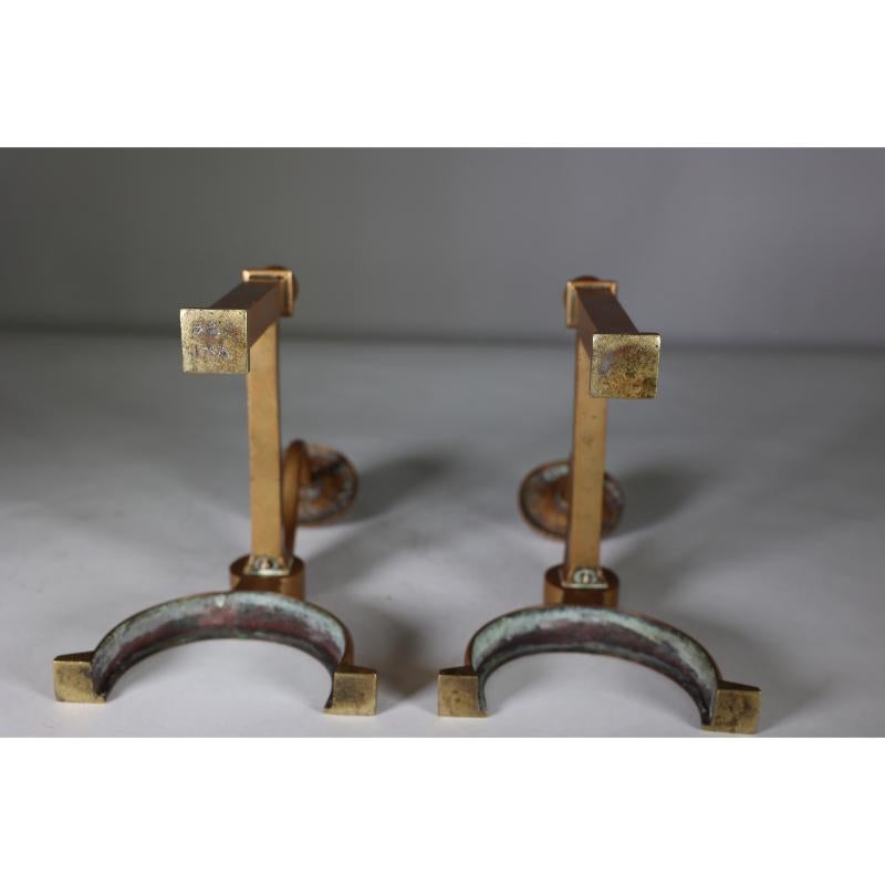 Dr C Dresser for Benham & Froud. A pair of Aesthetic Movement brass fire dogs. For Sale 12
