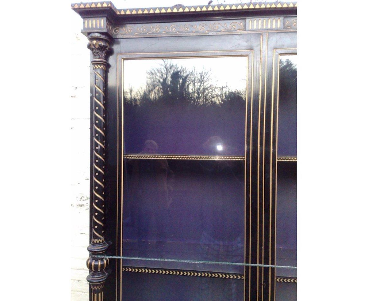 Dr C Dresser Attr. Aesthetic Movement Incised, Gilded & Ebonized Display Cabinet For Sale 3