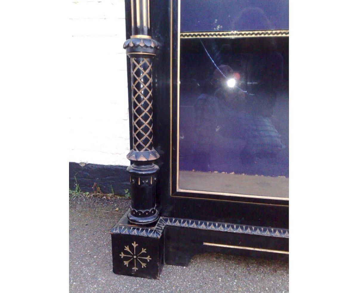 Dr C Dresser Attr. Aesthetic Movement Incised, Gilded & Ebonized Display Cabinet For Sale 7