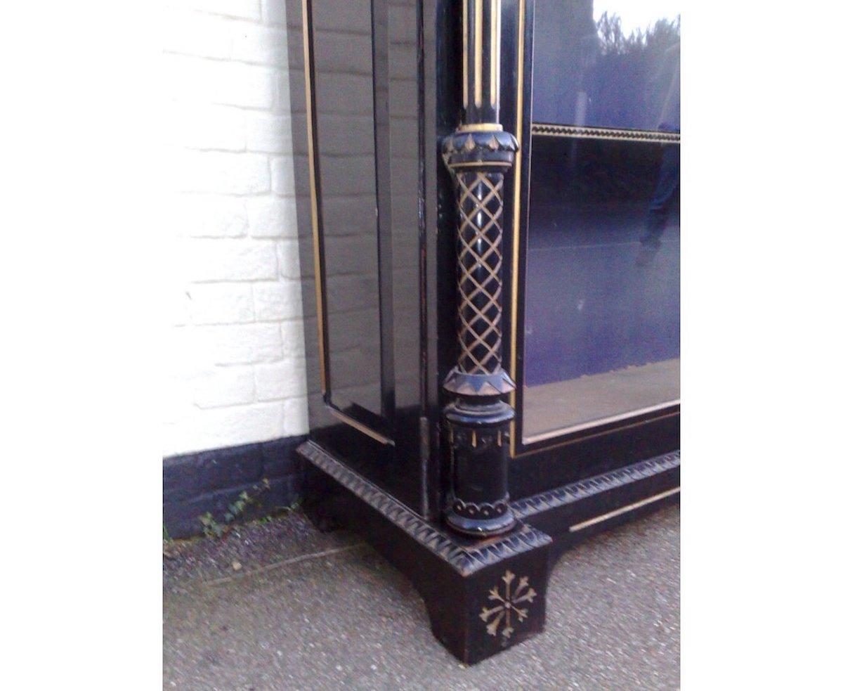 Dr C Dresser Attr. Aesthetic Movement Incised, Gilded & Ebonized Display Cabinet For Sale 8
