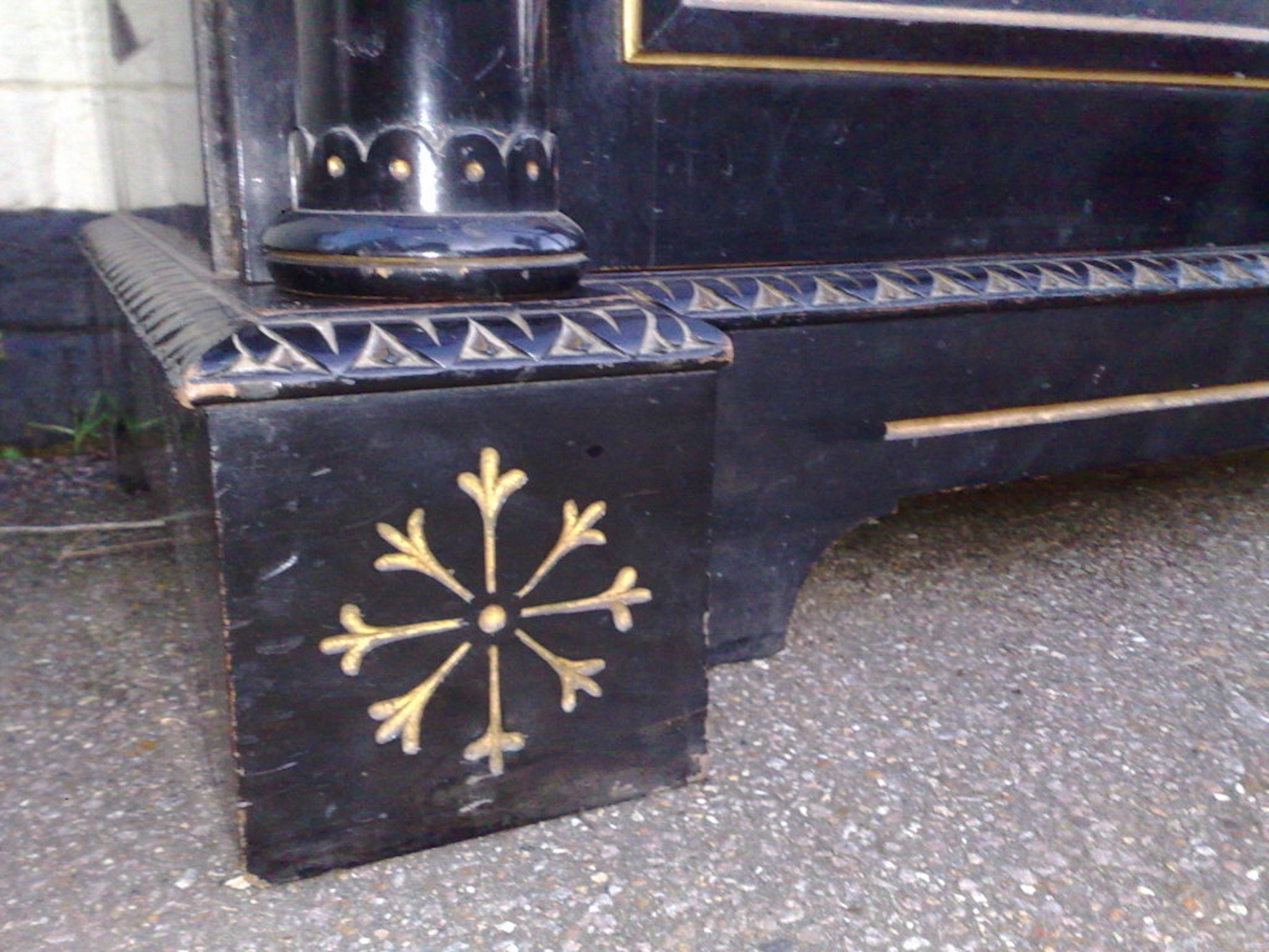 Dr C Dresser Attr. Aesthetic Movement Incised, Gilded & Ebonized Display Cabinet For Sale 11