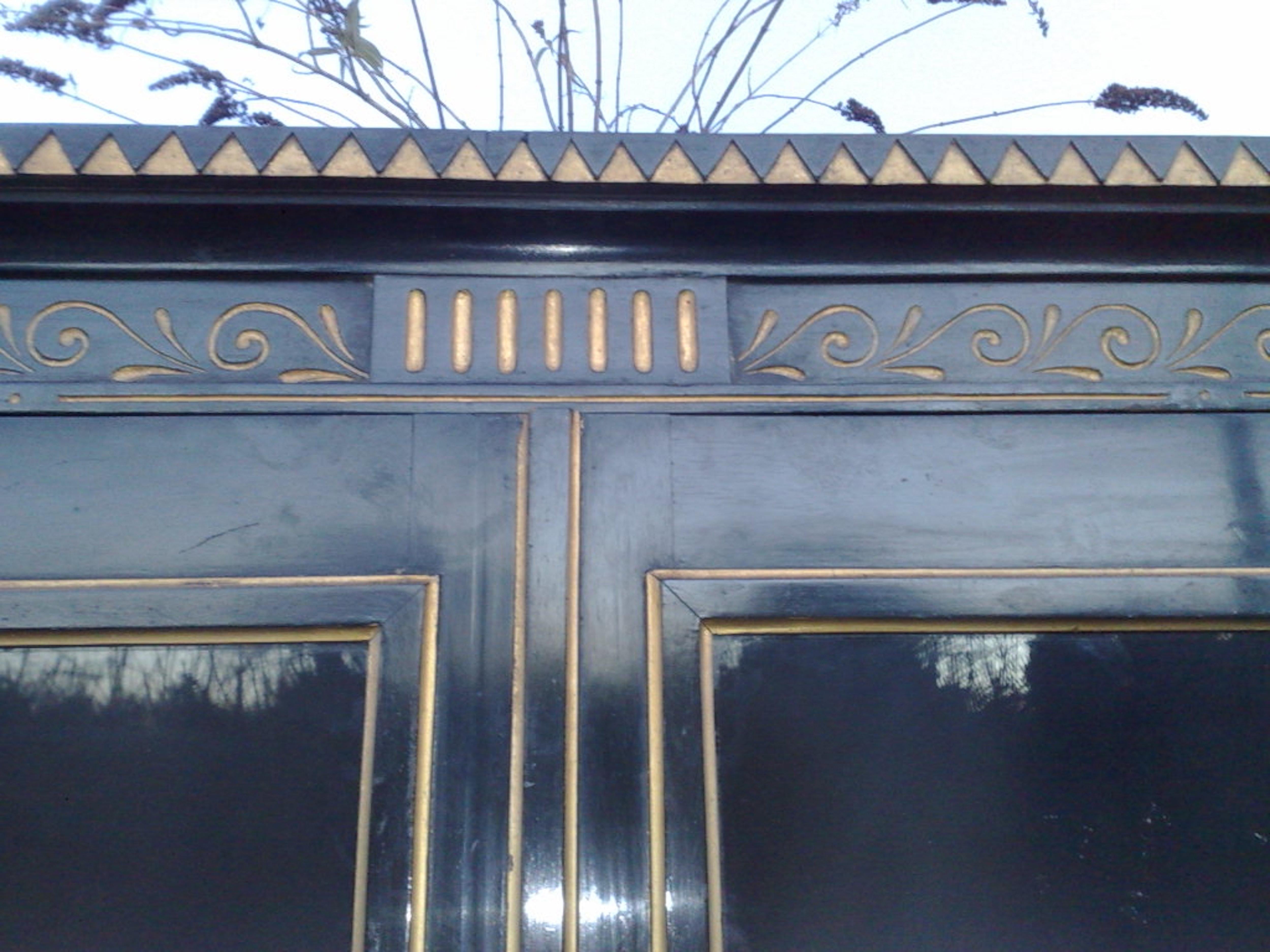 Walnut Dr C Dresser Attr. Aesthetic Movement Incised, Gilded & Ebonized Display Cabinet For Sale