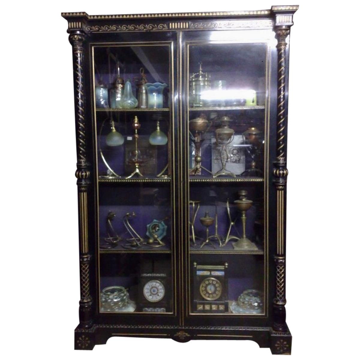 Dr C Dresser Attr. Aesthetic Movement Incised, Gilded & Ebonized Display Cabinet