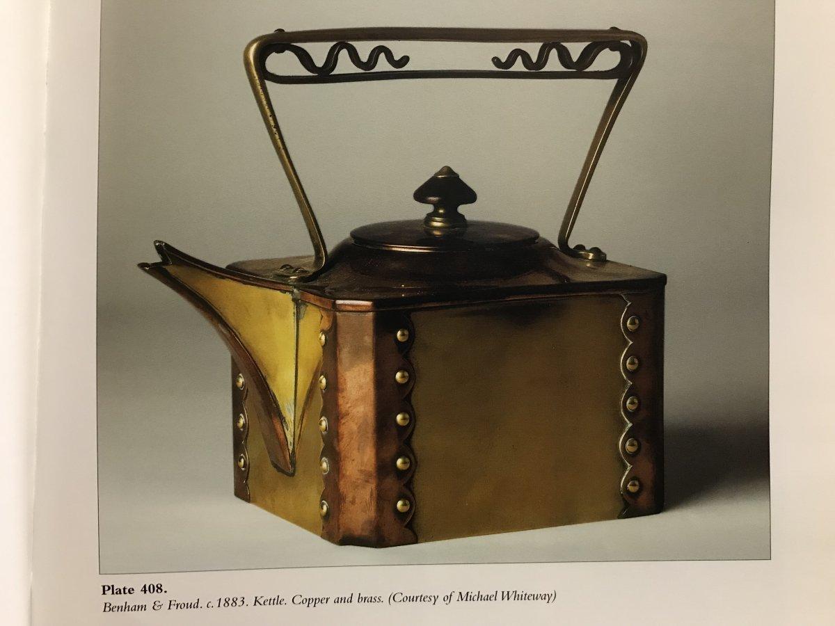 Dr C Dresser Benham & Froud. An Aesthetic Movement brass fire bucket and shovel. For Sale 12