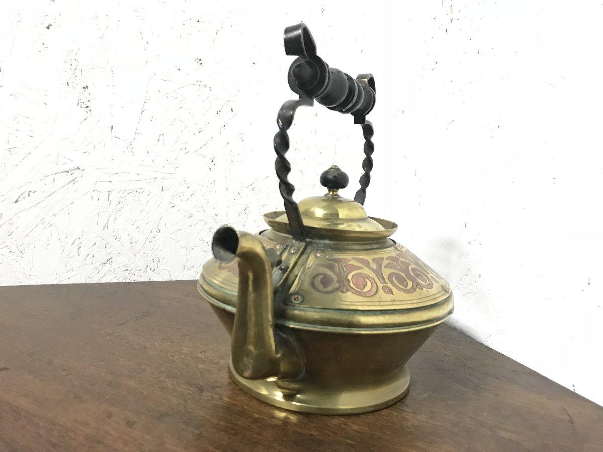 Arts and Crafts Dr C Dresser for Benham & Froud a Rare Brass and Copper Teapot For Sale