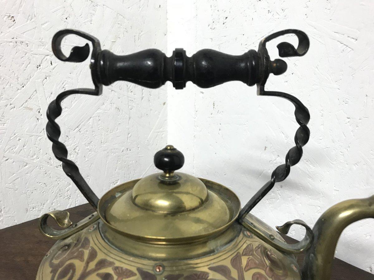 Late 19th Century Dr C Dresser for Benham & Froud a Rare Brass and Copper Teapot For Sale