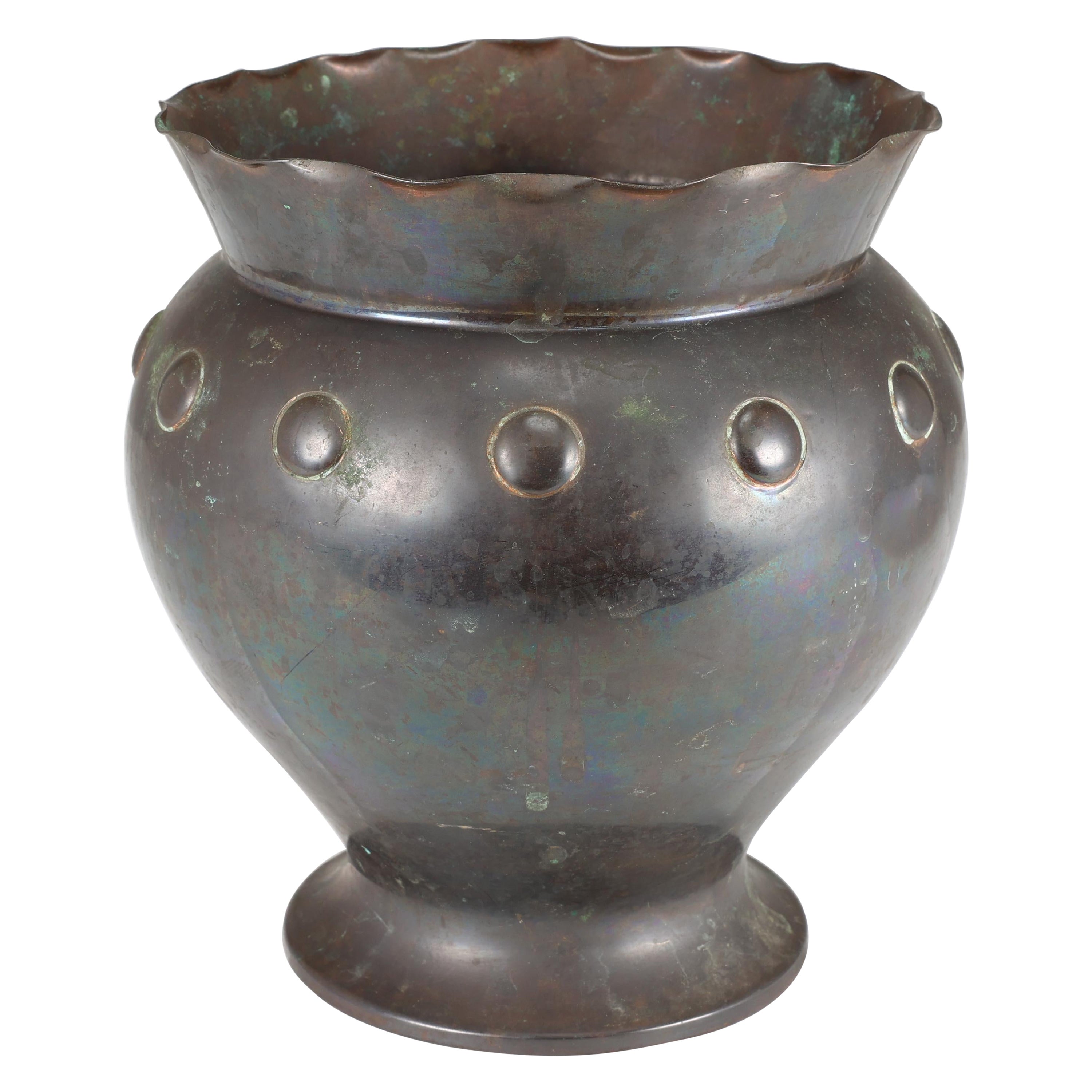 Dr C Dresser for Benham & Froud. An Arts and Crafts copper plant pot. For Sale