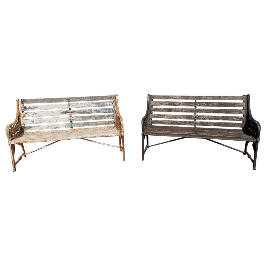 Dr C Dresser for Coalbrookdale Two ‘Medieval’ Pattern Cast Iron Garden Benches For Sale