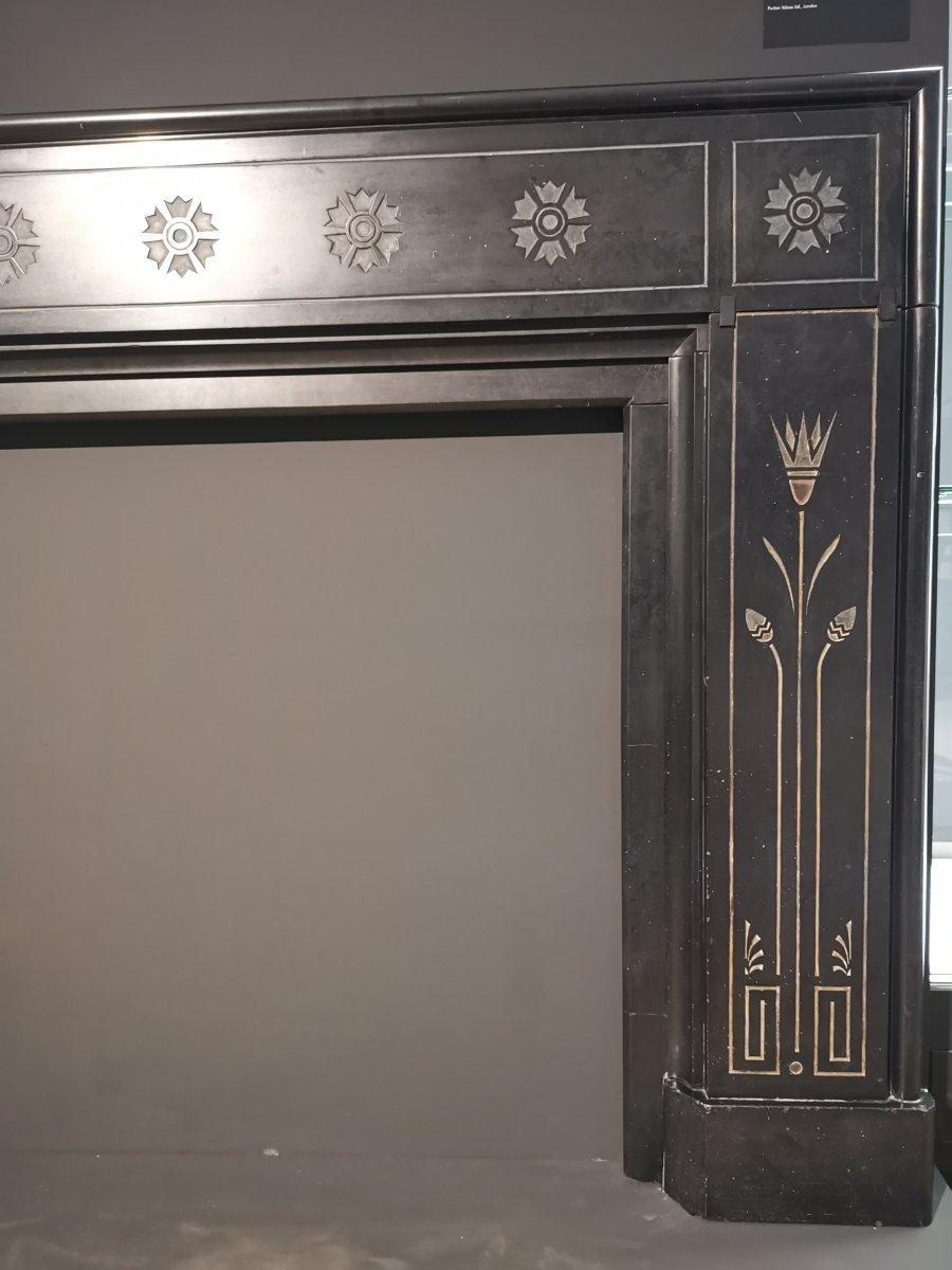 English Dr C Dresser, Important Aesthetic Movement Marble Fire Surround with Bull Rushes For Sale