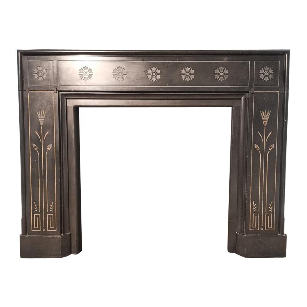 Dr C Dresser, Important Aesthetic Movement Marble Fire Surround with Bull Rushes For Sale