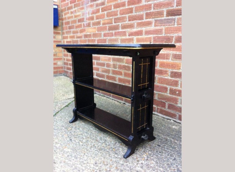 English Dr C. Dresser, Style of, Aesthetic Movement Carved, Gilded & Ebonized Side Table For Sale