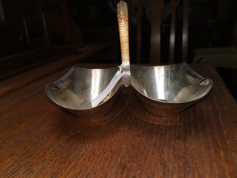 English Dr Christopher Dresser Silver Plated Double-Well Preserve Dish by Roberts & Belk For Sale