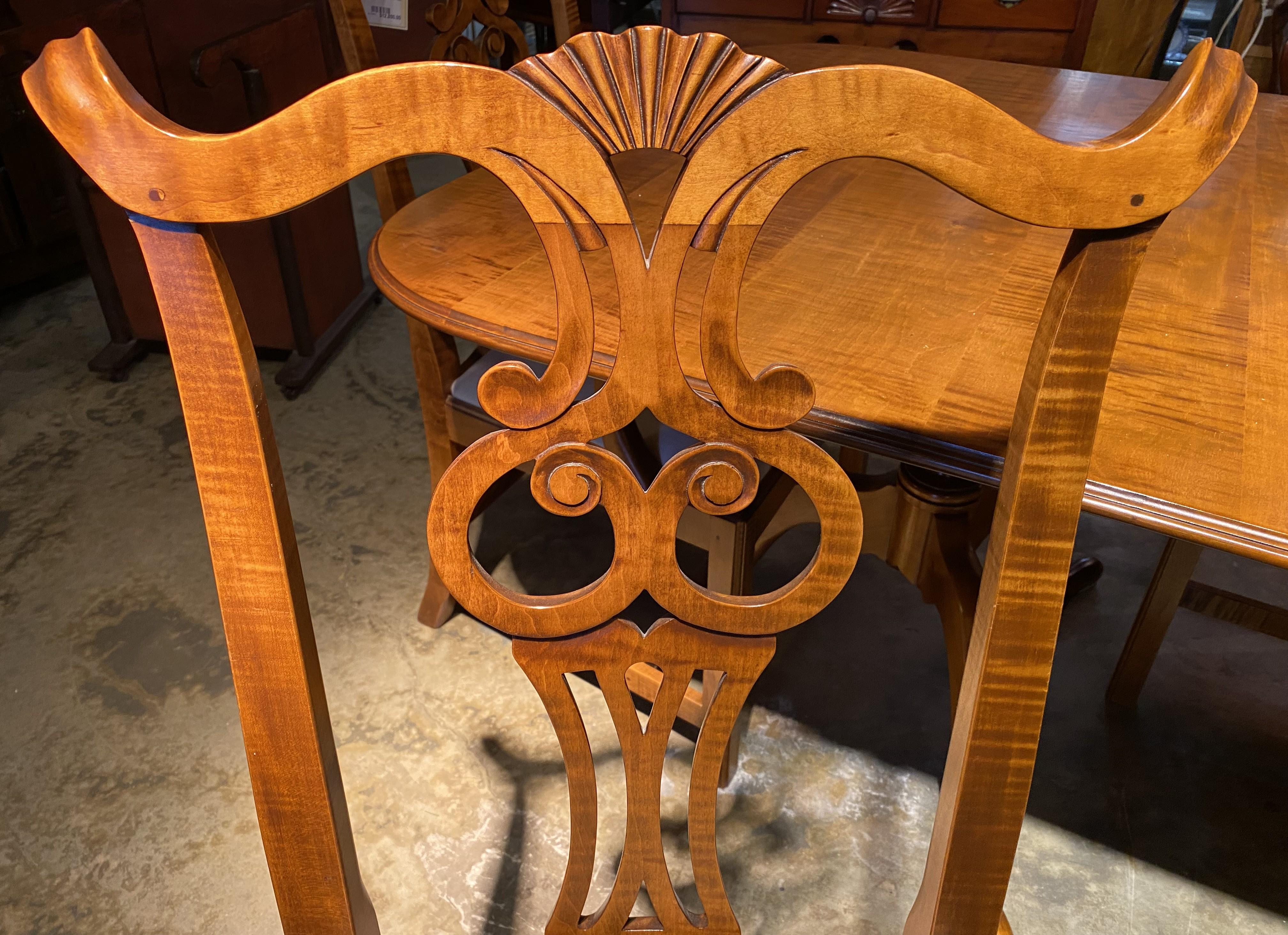 D.R. Table de salle à manger Dimes à double piédestal avec deux feuilles et six chaises en vente 9