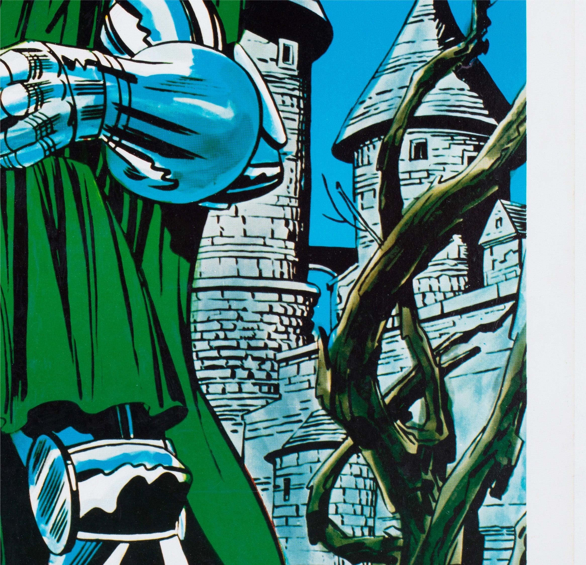 Linen Dr Doom 1970 Marvel Poster, Jack Kirby For Sale