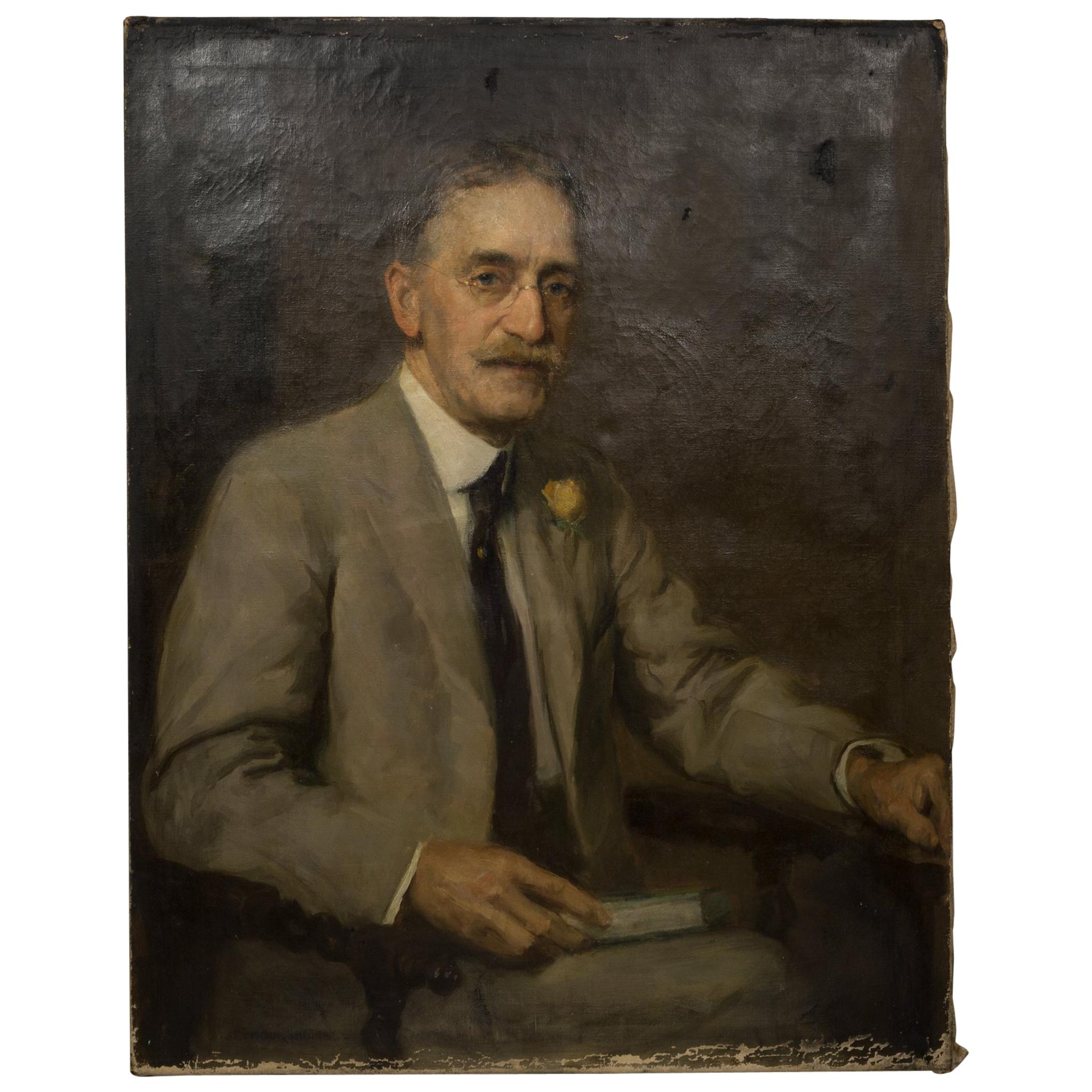 "Dr. Fowler" Oil on Canvas Portrait by S.Seymour Thomas, circa 1900