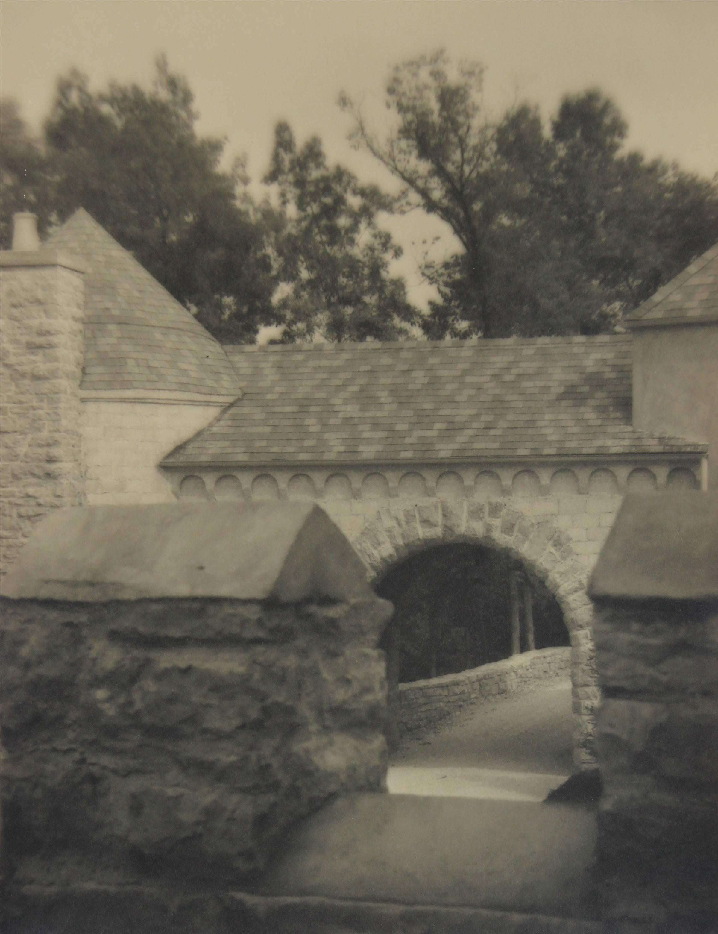 Dr. F.W. Buraky Black and White Photograph - Brick Building and Roof, Silver Gelatin Photograph, Circa 1920s
