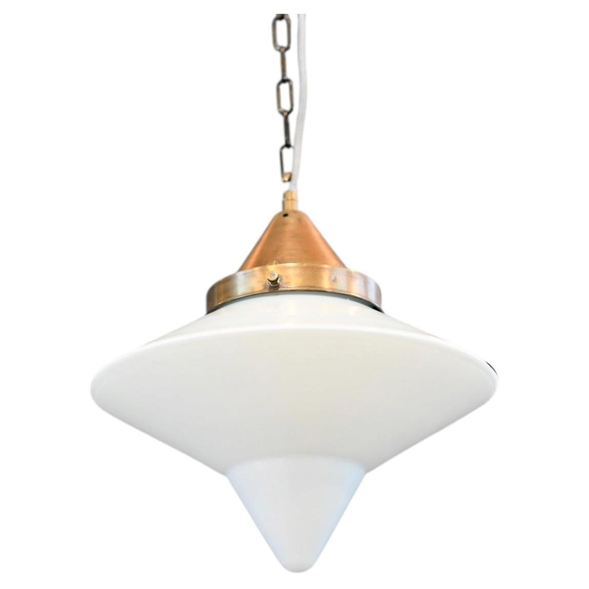 Dr Ing Schneider & Co Opaline Glass Pendant Light Circa 1930s