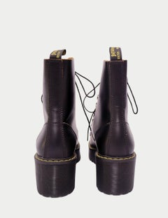 Dr. Martens Black Leather Platform Combat Boots - EU 39