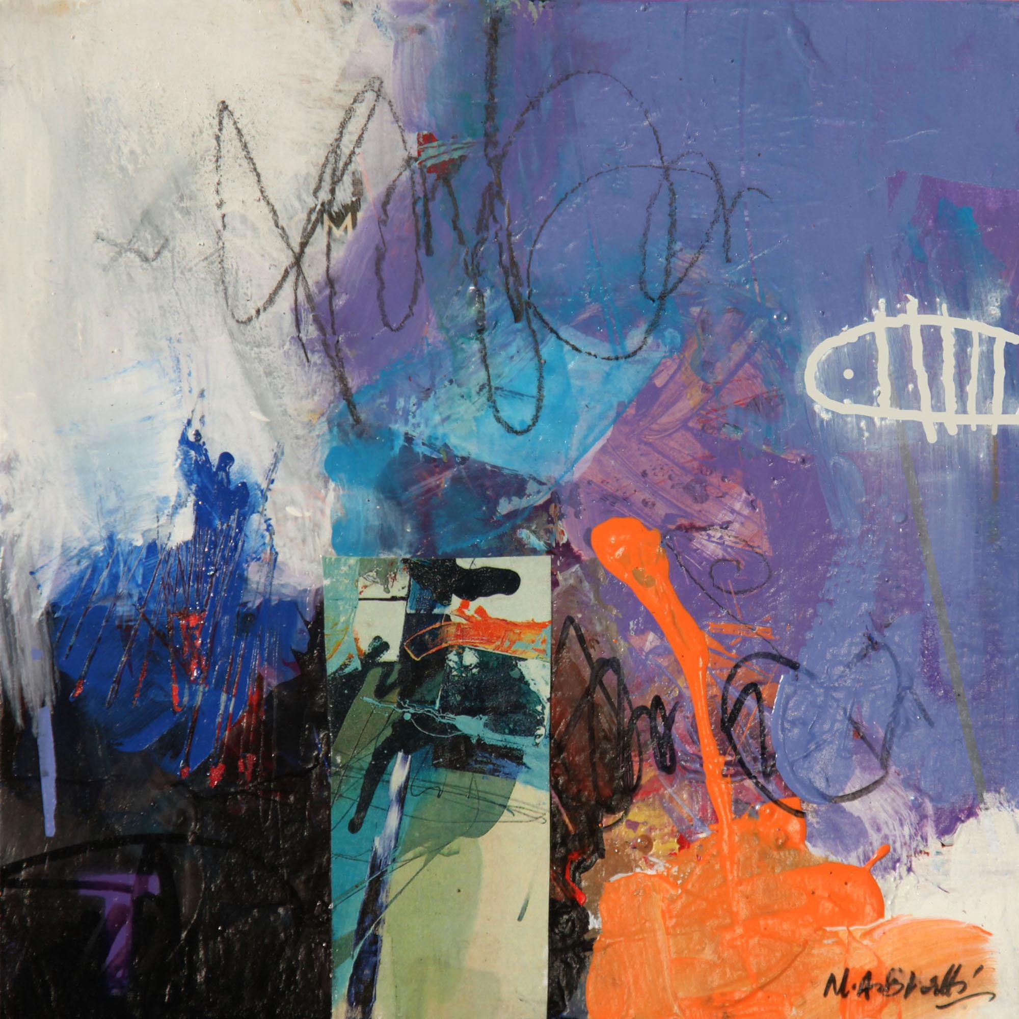 Composición 6 - Mohammad Ali Bhatti, Técnica mixta sobre tabla, Pintura abstracta