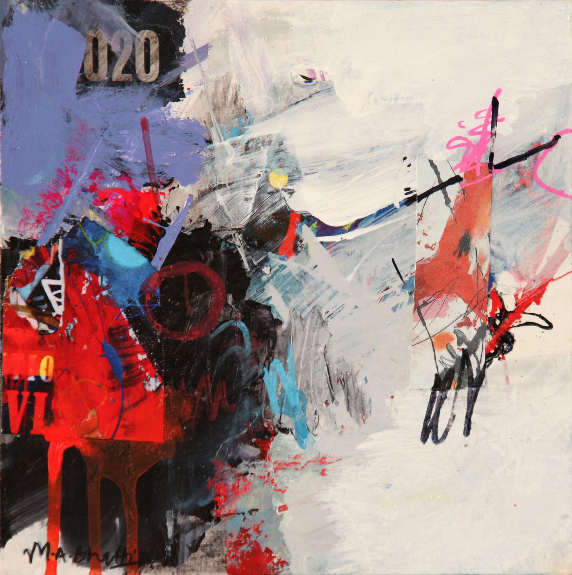 Composición 7 - Mohammad Ali Bhatti, Técnica mixta sobre tabla, Pintura abstracta