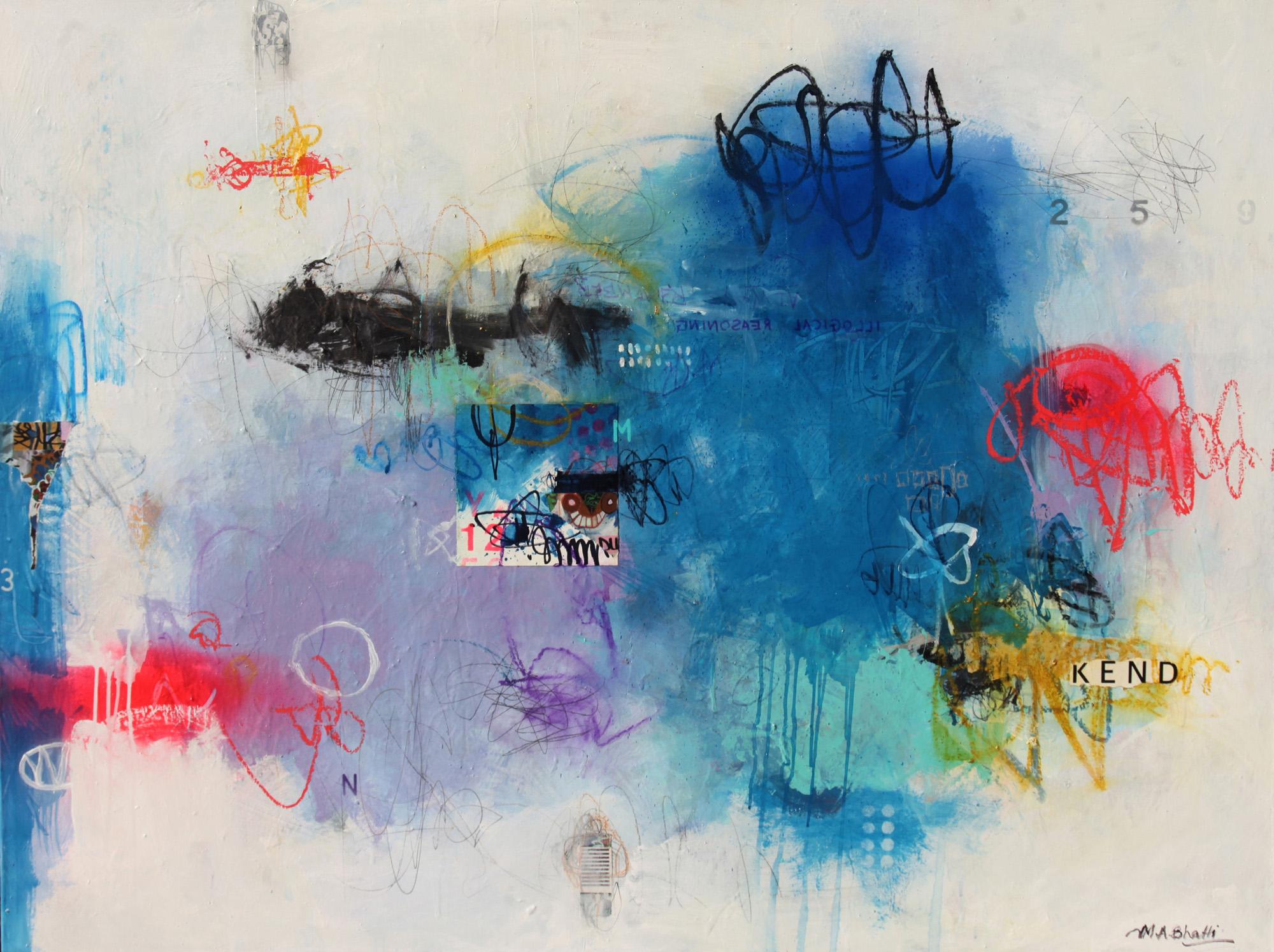 Sinfonía eterna - Mohammad Ali Bhatti, Técnica mixta sobre lienzo, Pintura abstracta