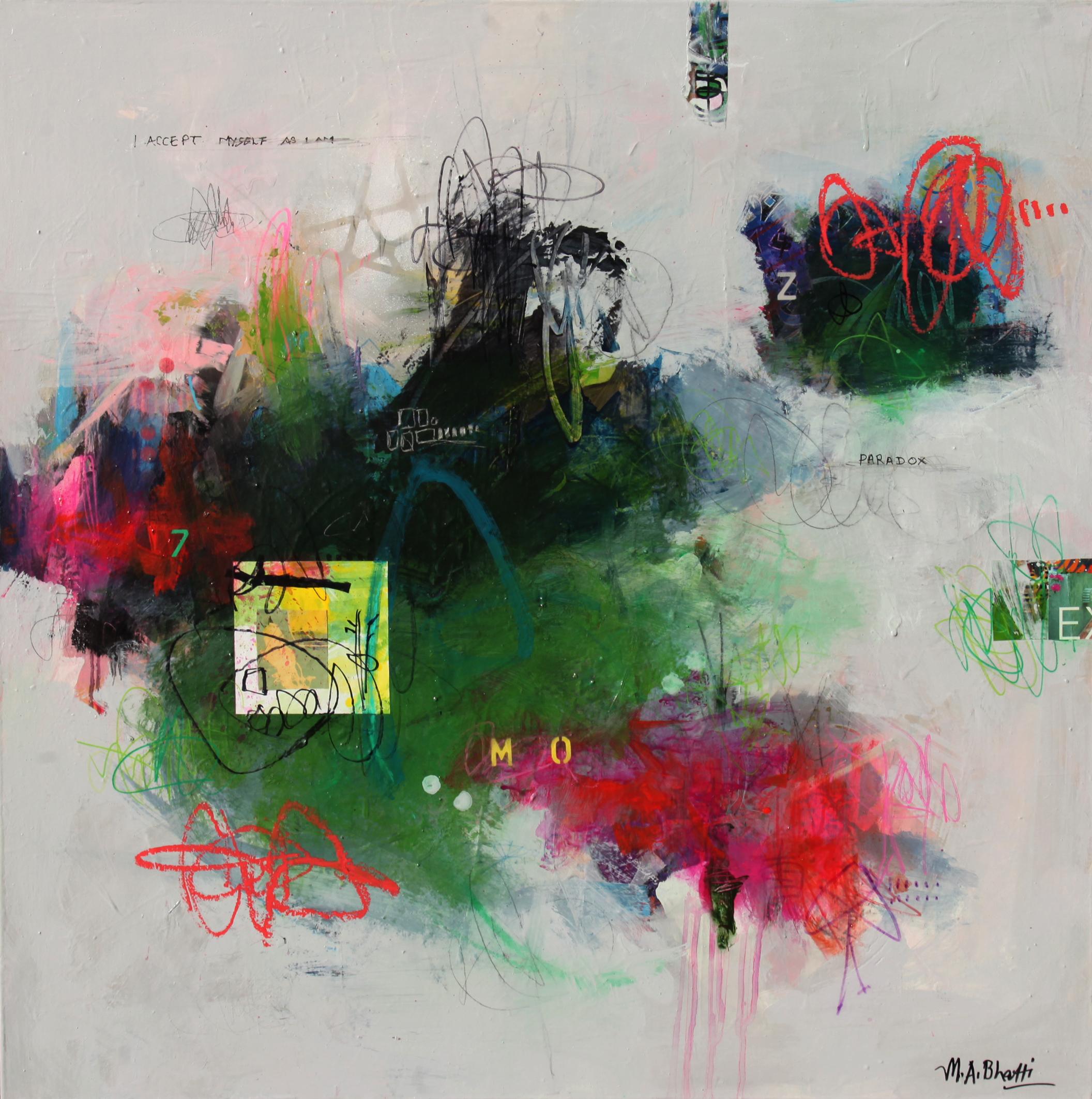Dr. Mohammad Ali Bhatti Abstract Painting - Shadows of Harmony- Mohammad Ali Bhatti, Mixed Media on Canvas, New Abstract Art