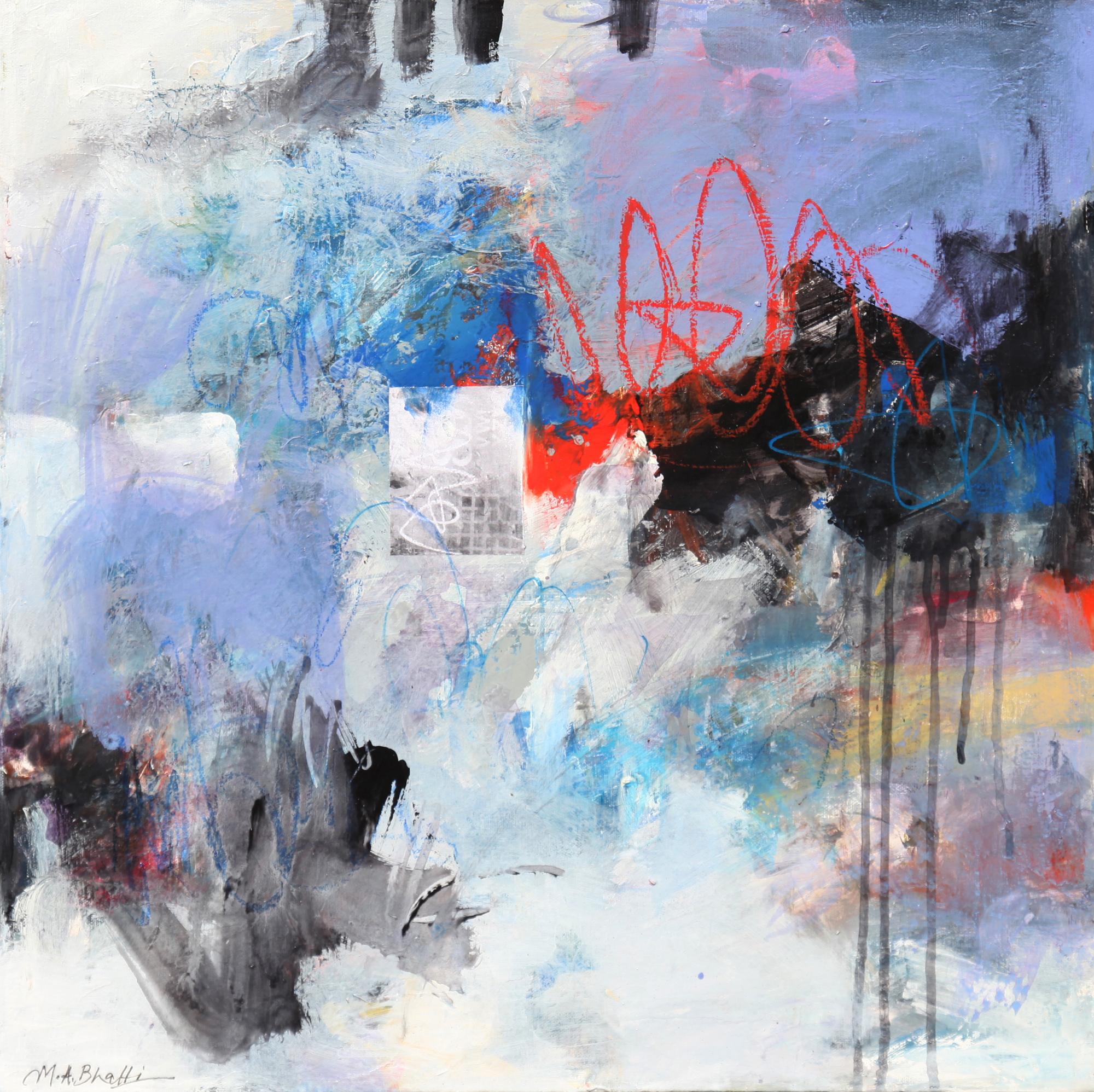 Sonido y silencio - Mohammad Ali Bhatti, Técnica mixta sobre lienzo, Pintura abstracta