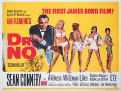 Dr No 1962 UK Quad Film Poster, Mitchell Hooks