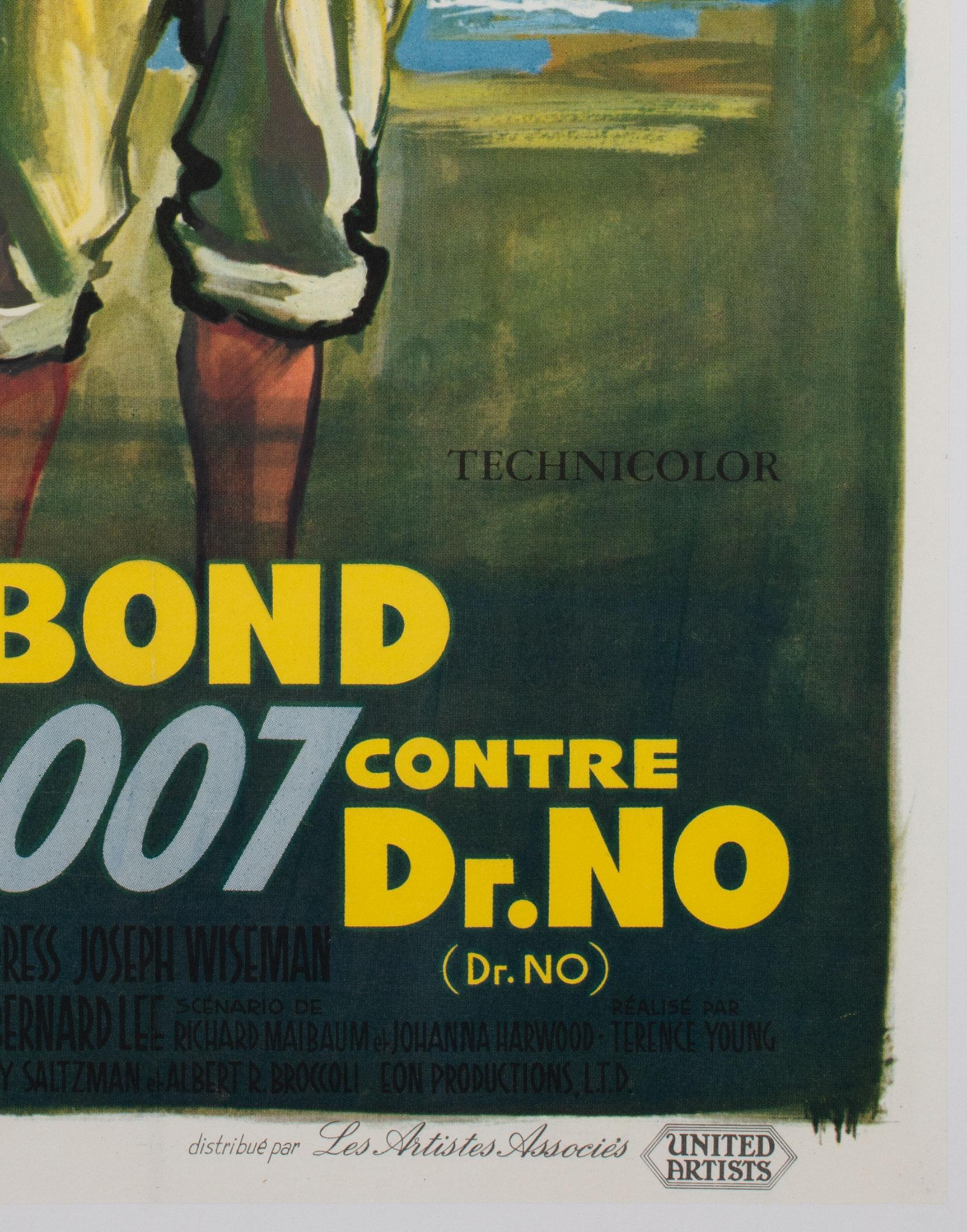 Linen Dr No Original French James Bond Film Poster, Boris Grinsson, 1963 For Sale