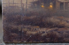 Farm Scene with Horse Carriage and Windmill