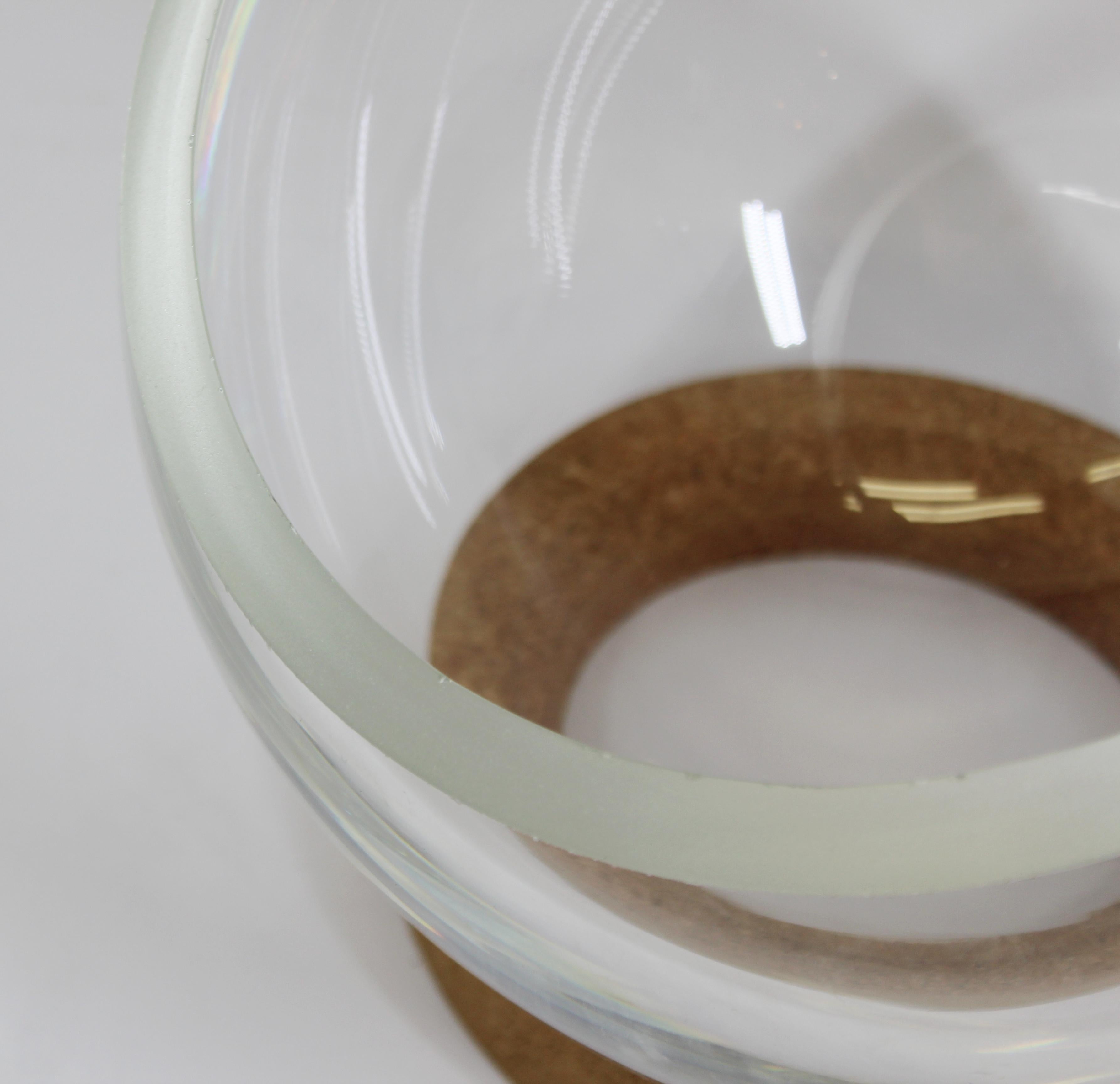 Dr. Peter Schlumbohm Modernist Glass Bowl On Cork Base For Sale 3