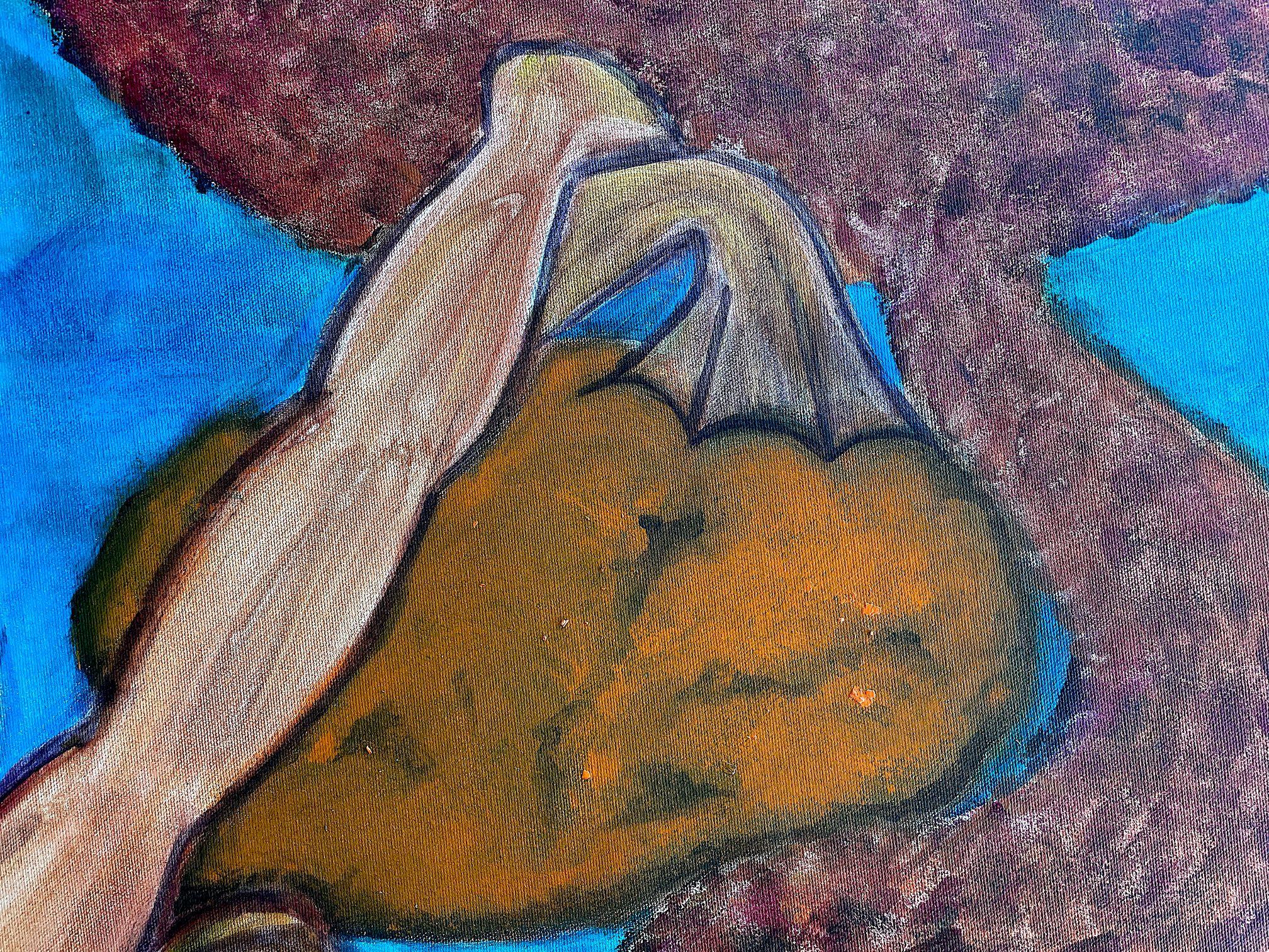 Trinetra III - Orange Landscape Painting by Dr. Roma Madan-Soni
