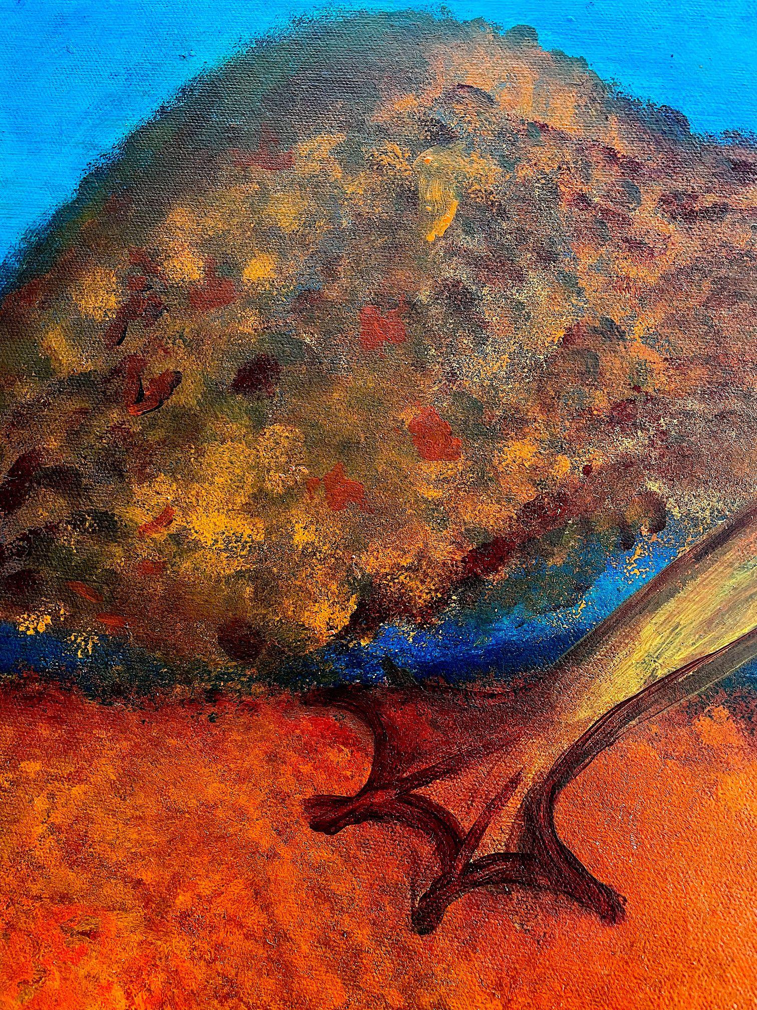 Trinetra V - Blue Landscape Painting by Dr. Roma Madan-Soni