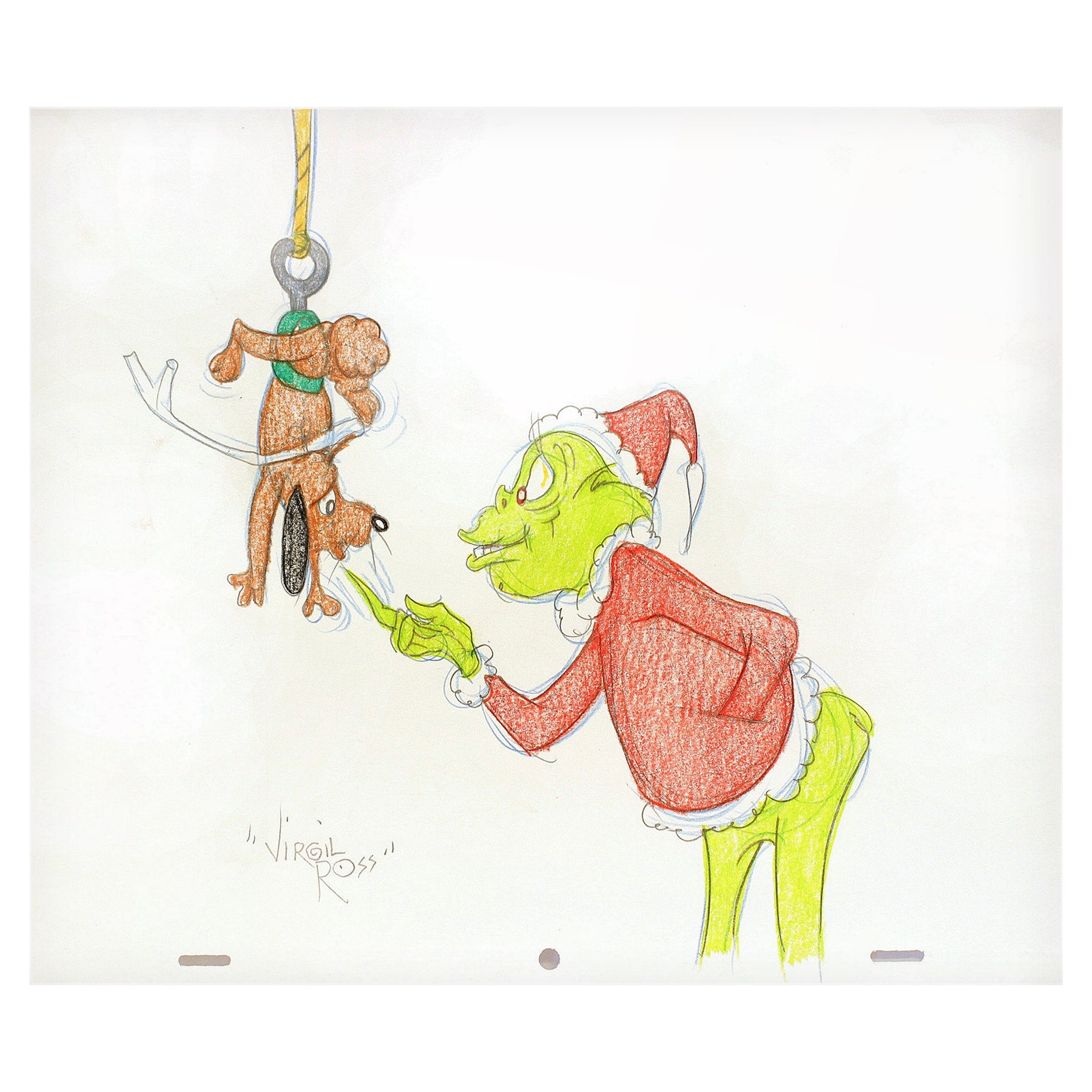 Dr. Seuss (Virgil Ross). How The Grinch Stole Christmas & Max ORIGINAL DRAWING