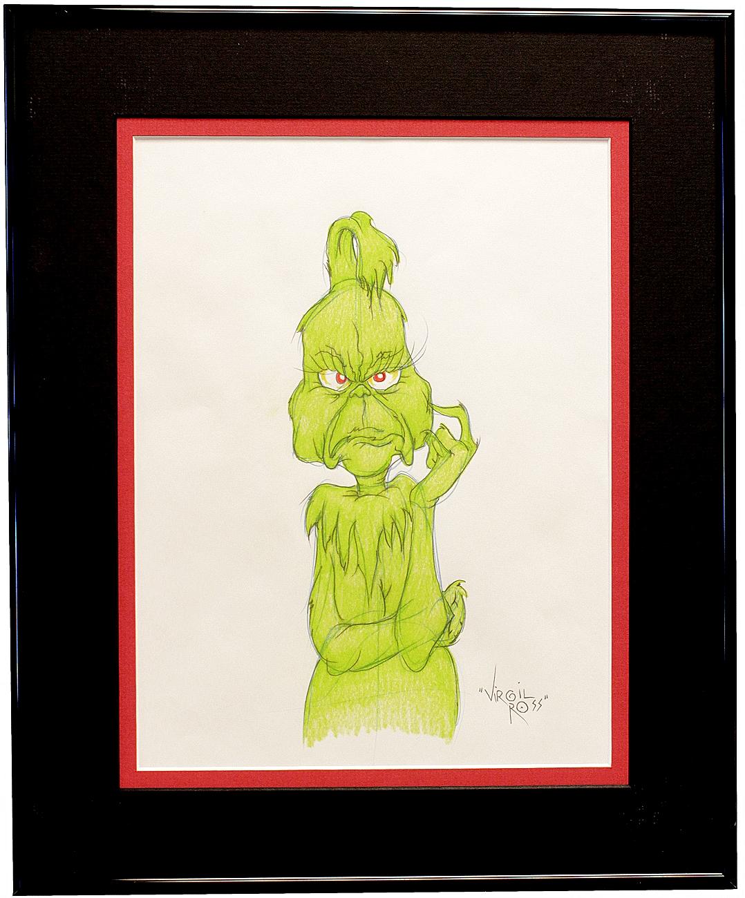Author: GEISEL, Theodore: (Dr. Seuss) ( Virgil Ross ). 

Title: How The Grinch Stole Christmas. (Original drawing)

Publisher: Warner Brothers Studios, (c.1990's)

Description: Original Drawing of the Grinch. 3-1/2